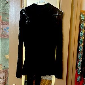 INC Brand. Black dressy shirt with black lace sleeves